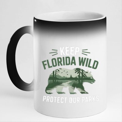 Keep Florida Wild Protect Our Parks Wildlife Graphic 11oz Black Color Changing Mug