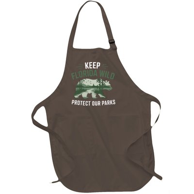 Keep Florida Wild Protect Our Parks Wildlife Graphic Full-Length Apron With Pockets