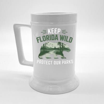 Keep Florida Wild Protect Our Parks Wildlife Graphic Beer Stein