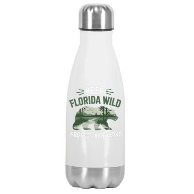 Keep Florida Wild Protect Our Parks Wildlife Graphic Stainless Steel Insulated Water Bottle