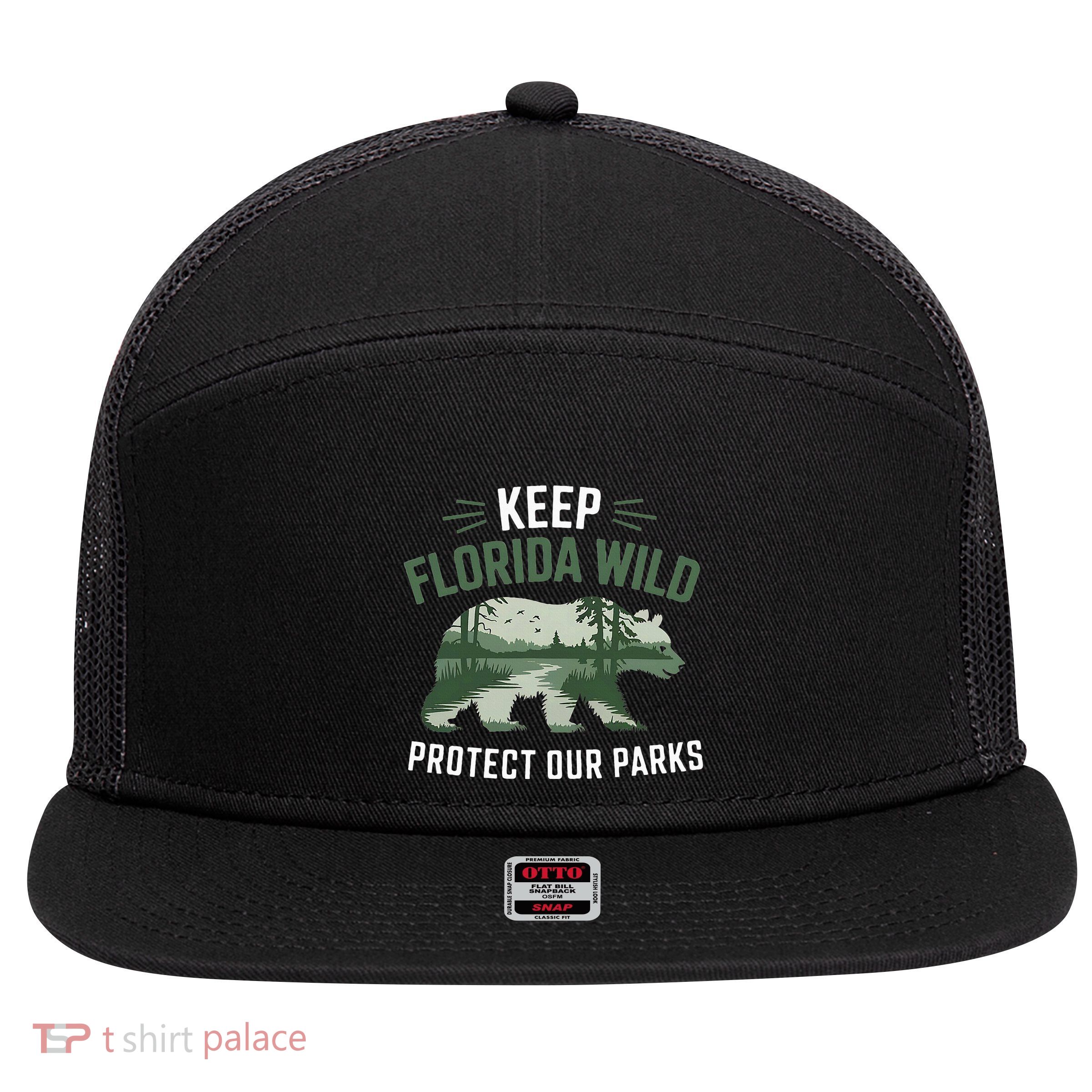 Keep Florida Wild Protect Our Parks Wildlife 7 Panel Mesh Trucker Snapback Hat