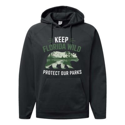 Keep Florida Wild Protect Our Parks Wildlife Performance Fleece Hoodie