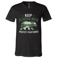 Keep Florida Wild Protect Our Parks Wildlife V-Neck T-Shirt