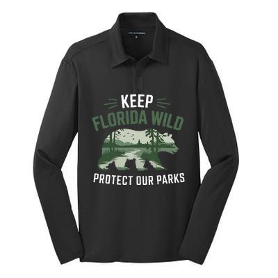 Keep Florida Wild Protect Our Parks Wildlife Silk Touch Performance Long Sleeve Polo