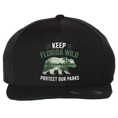 Keep Florida Wild Protect Our Parks Wildlife Wool Snapback Cap