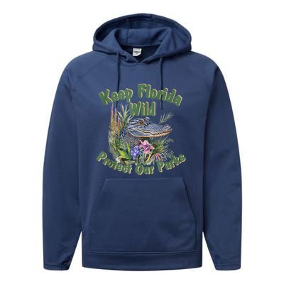 Keep Florida Wild Protect Florida Parks Performance Fleece Hoodie