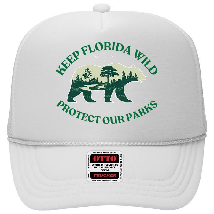 Keep Florida Wild Protect Our Parks Wildlife Graphic High Crown Mesh Back Trucker Hat