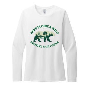 Keep Florida Wild Protect Our Parks Wildlife Graphic Womens CVC Long Sleeve Shirt