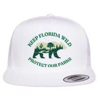 Keep Florida Wild Protect Our Parks Wildlife Graphic Flat Bill Trucker Hat