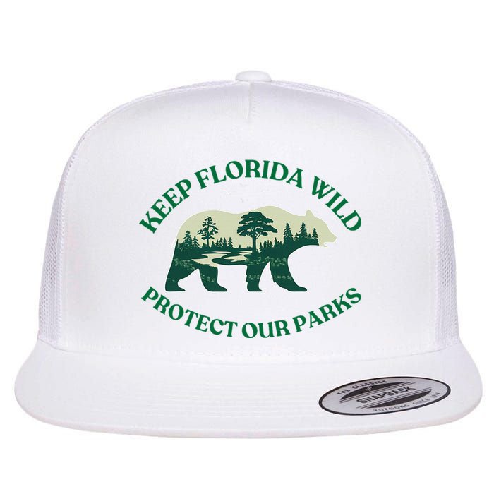 Keep Florida Wild Protect Our Parks Wildlife Graphic Flat Bill Trucker Hat