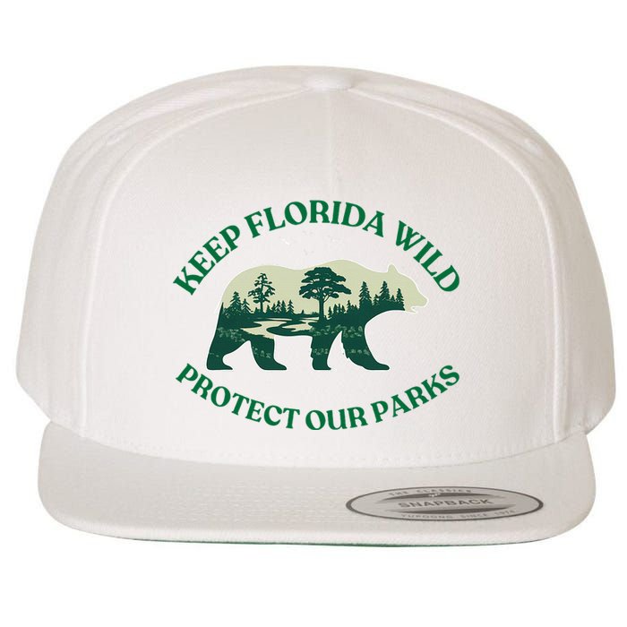 Keep Florida Wild Protect Our Parks Wildlife Graphic Wool Snapback Cap