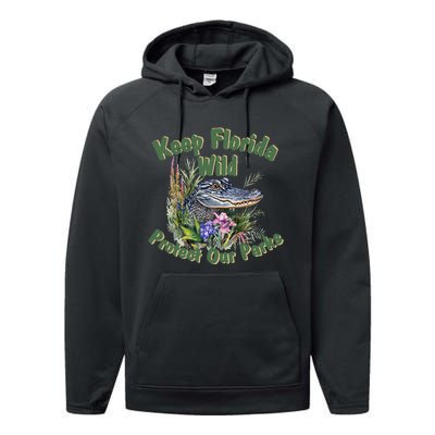 Keep Florida Wild Protect Florida Parks Performance Fleece Hoodie