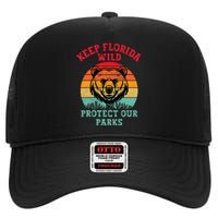 Keep Florida Wild Protect Our Parks High Crown Mesh Back Trucker Hat