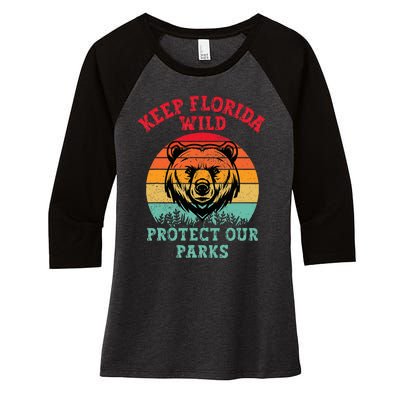 Keep Florida Wild Protect Our Parks Women's Tri-Blend 3/4-Sleeve Raglan Shirt