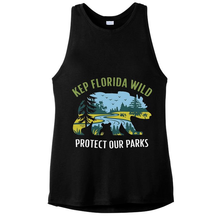Keep Florida Wild Protect Our Parks Wildlife Ladies PosiCharge Tri-Blend Wicking Tank