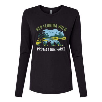 Keep Florida Wild Protect Our Parks Wildlife Womens Cotton Relaxed Long Sleeve T-Shirt