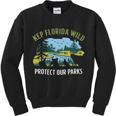 Keep Florida Wild Protect Our Parks Wildlife Kids Sweatshirt