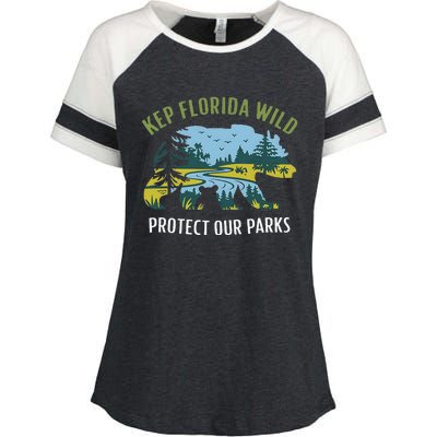 Keep Florida Wild Protect Our Parks Wildlife Enza Ladies Jersey Colorblock Tee