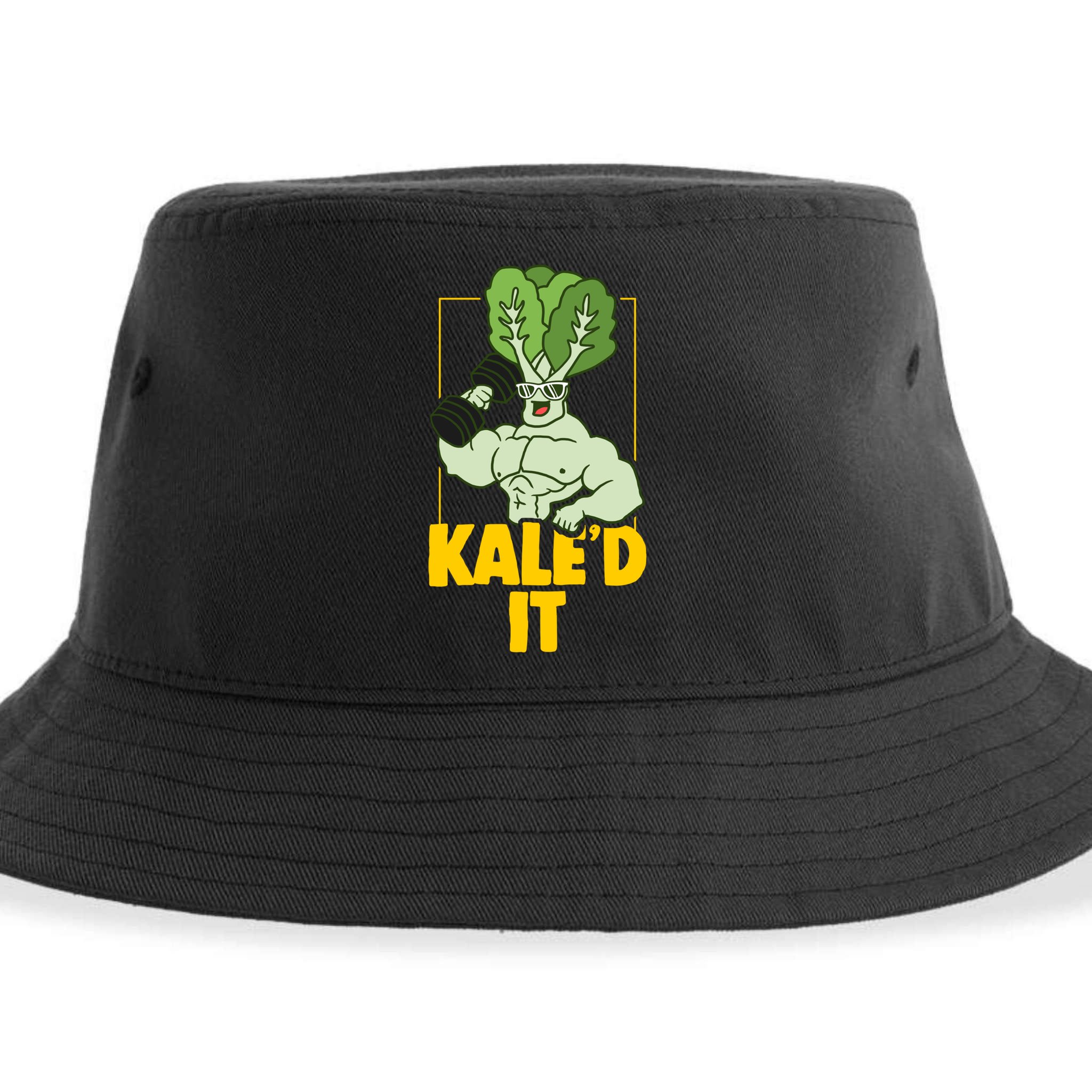 Kale Fitness Weightlifter Vegan Vegetarian Gift Sustainable Bucket Hat
