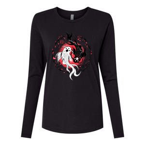 Koi Fish Ying Yang Japanese Womens Cotton Relaxed Long Sleeve T-Shirt