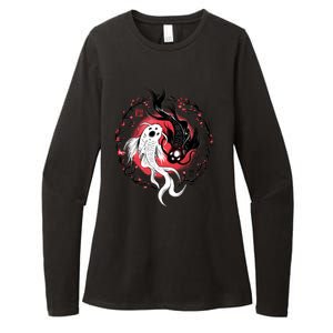 Koi Fish Ying Yang Japanese Womens CVC Long Sleeve Shirt