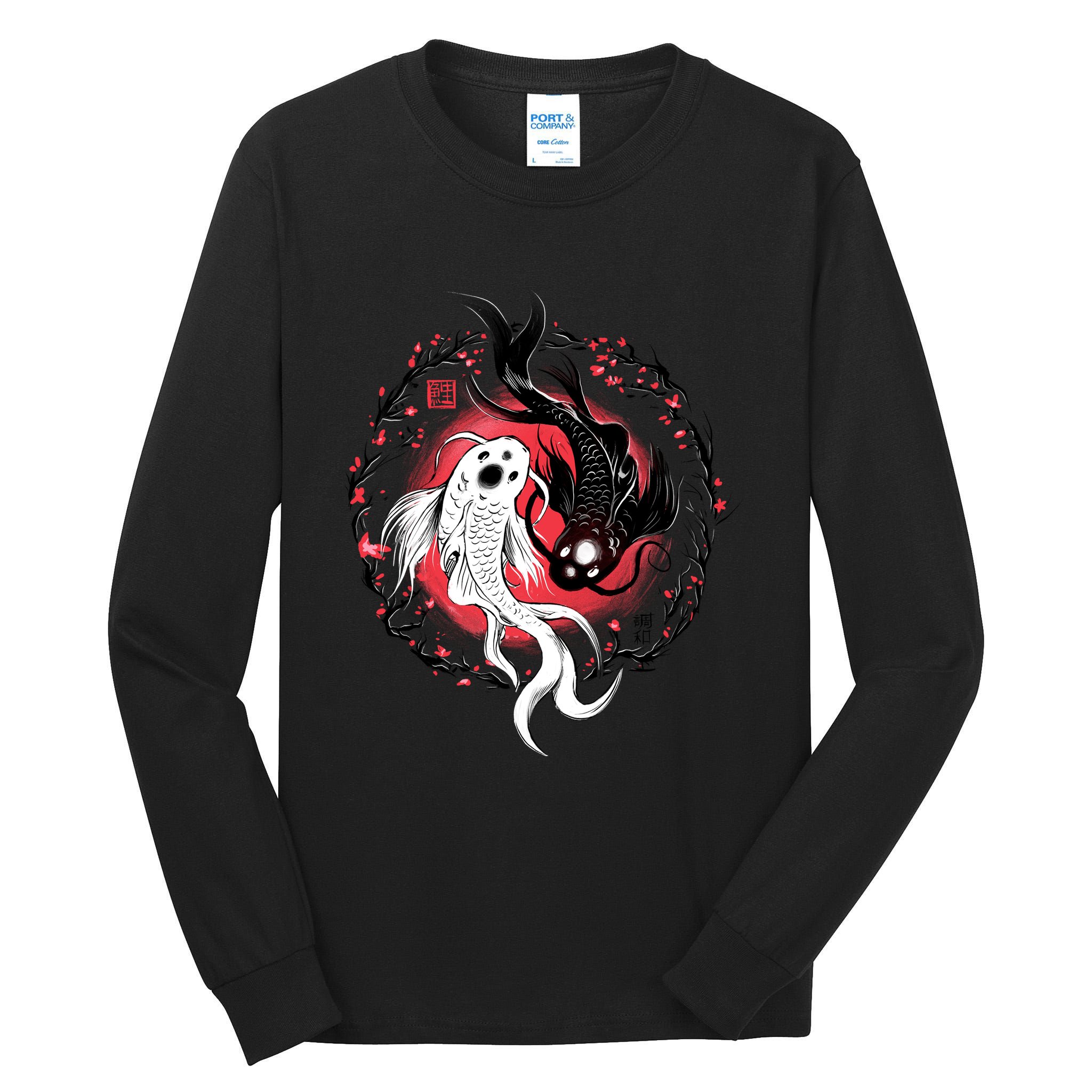 Koi Fish Ying Yang Japanese Tall Long Sleeve T-Shirt