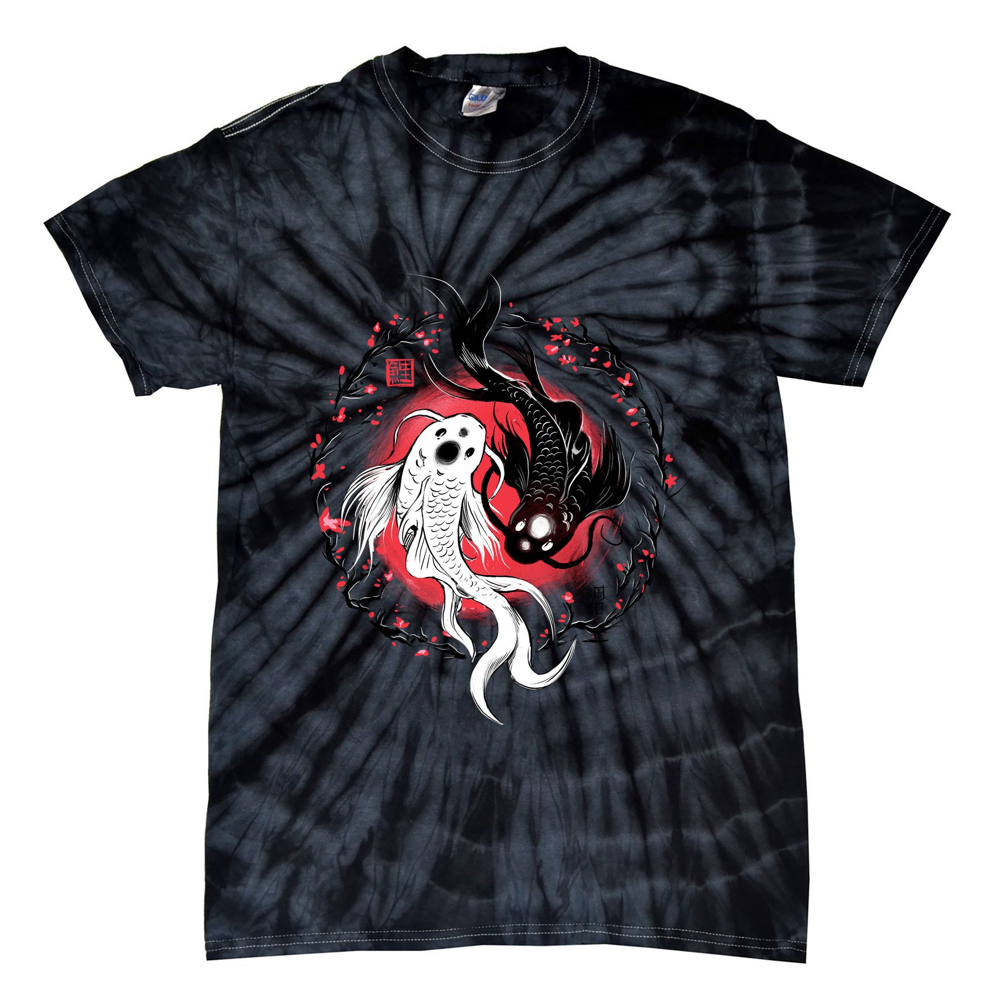 Koi Fish Ying Yang Japanese Tie-Dye T-Shirt