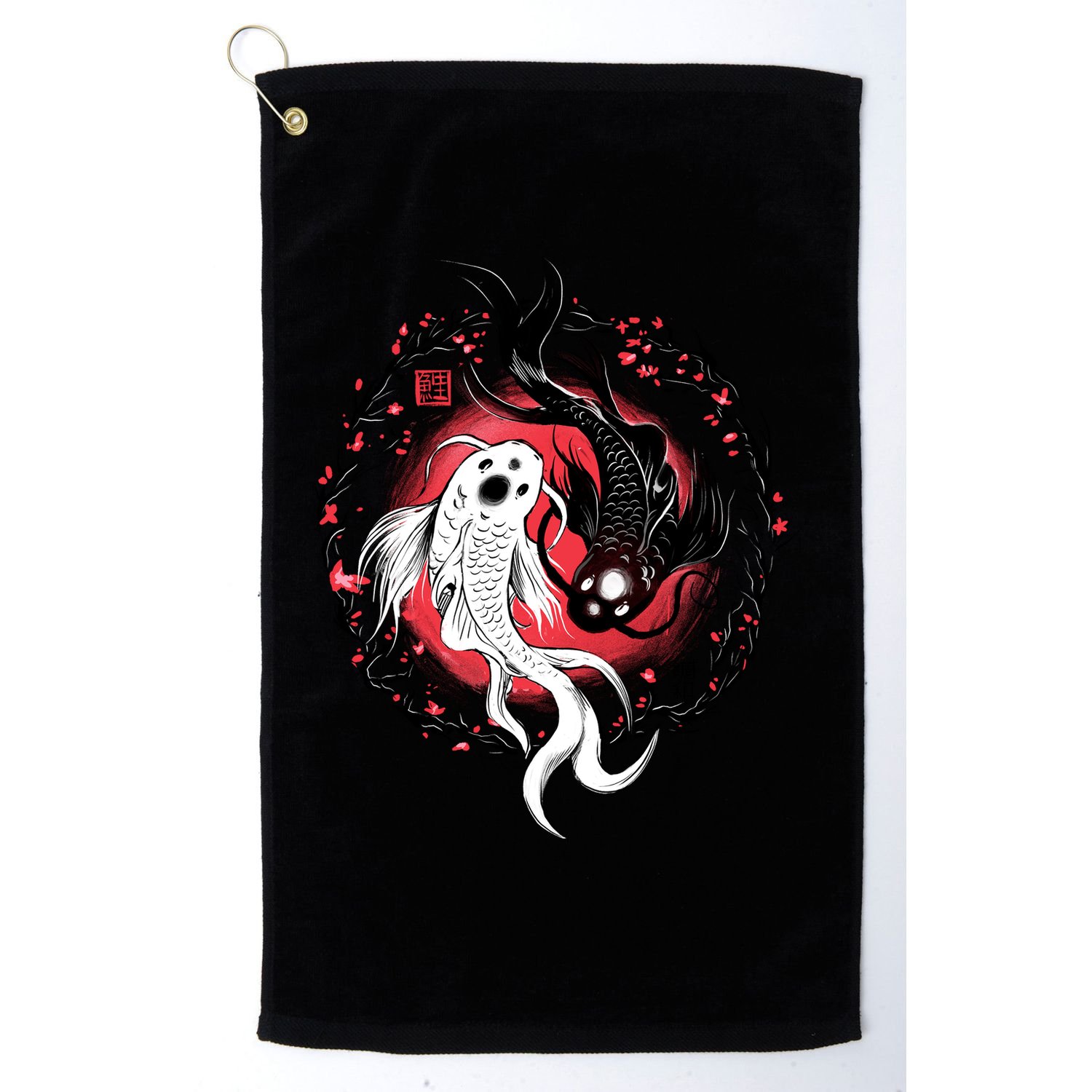 Koi Fish Ying Yang Japanese Golf Towel