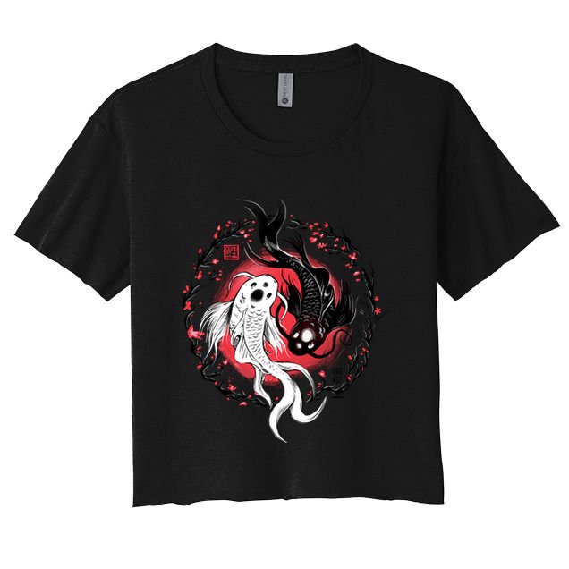 Koi Fish Ying Yang Japanese Crop Top