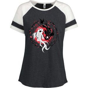 Koi Fish Ying Yang Japanese Enza Ladies Jersey Colorblock Tee