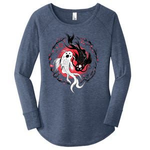 Koi Fish Ying Yang Japanese Women's Perfect Tri Tunic Long Sleeve Shirt