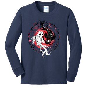 Koi Fish Ying Yang Japanese Kids Long Sleeve Shirt