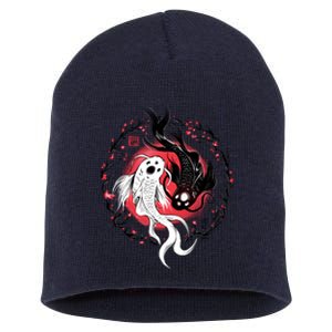 Koi Fish Ying Yang Japanese Short Acrylic Beanie