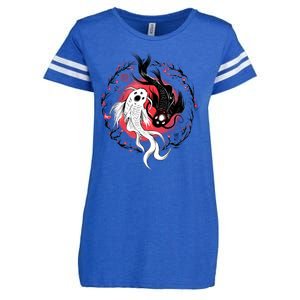 Koi Fish Ying Yang Japanese Enza Ladies Jersey Football T-Shirt