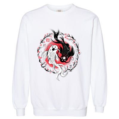 Koi Fish Ying Yang Japanese Garment-Dyed Sweatshirt