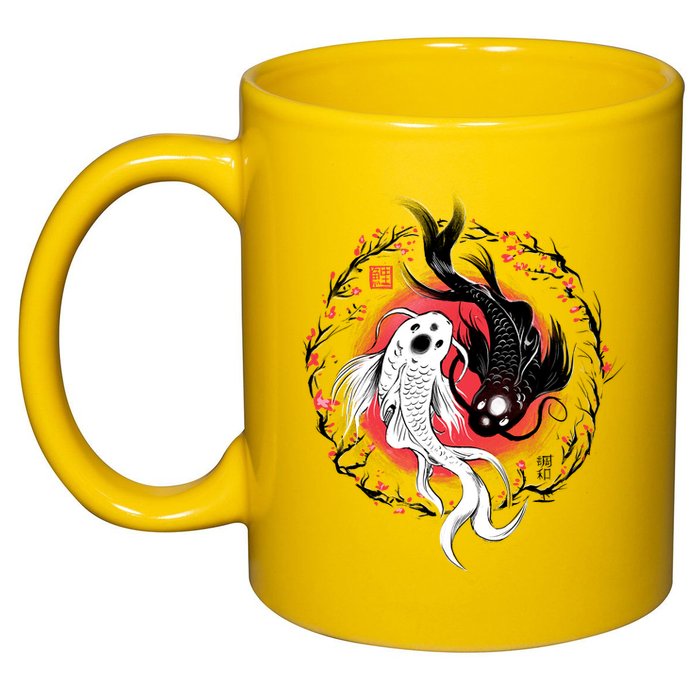 Koi Fish Ying Yang Japanese 11oz C Handle Ceramic Mug