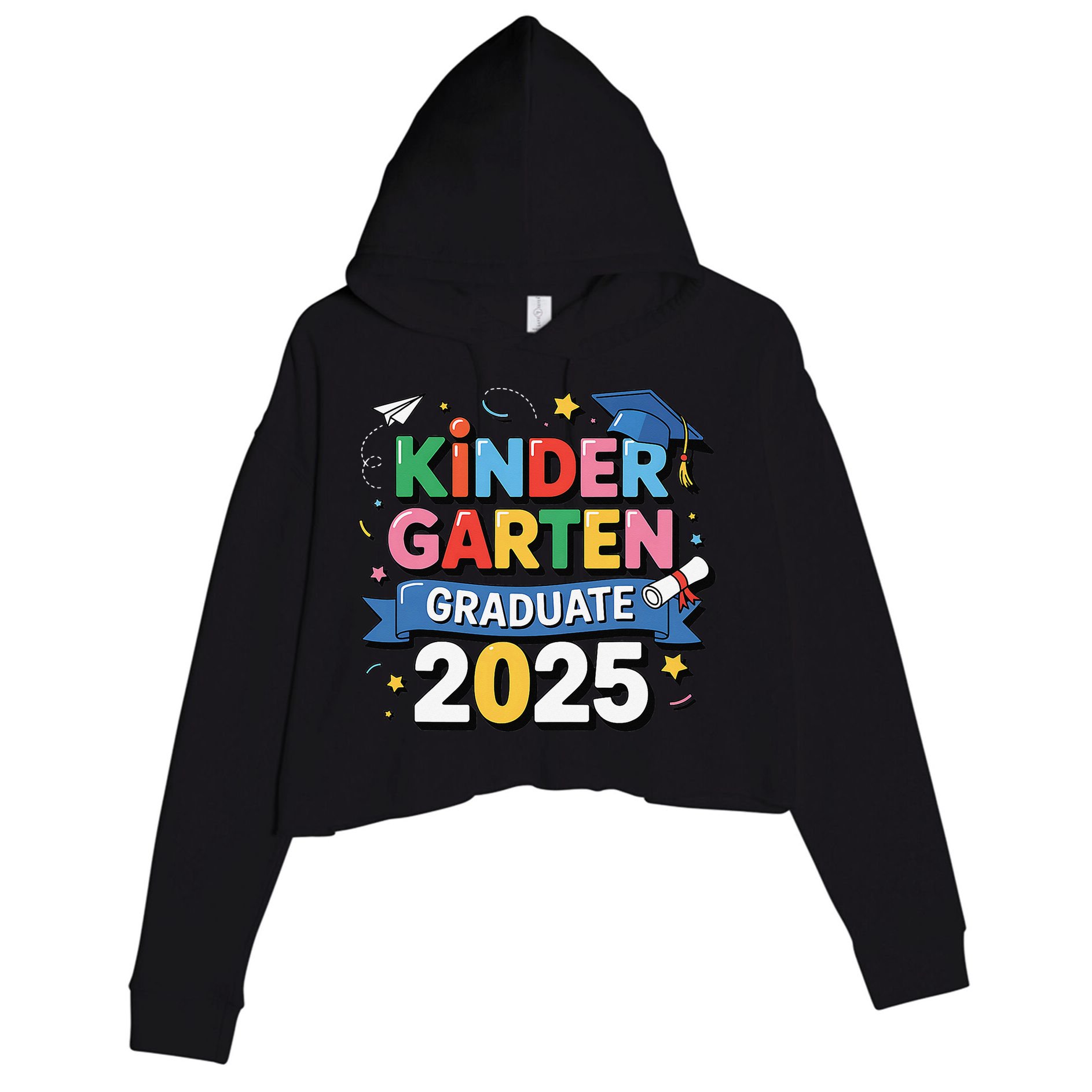 Kindergarten Graduation 2025 Graduate Grad Crop Fleece Hoodie