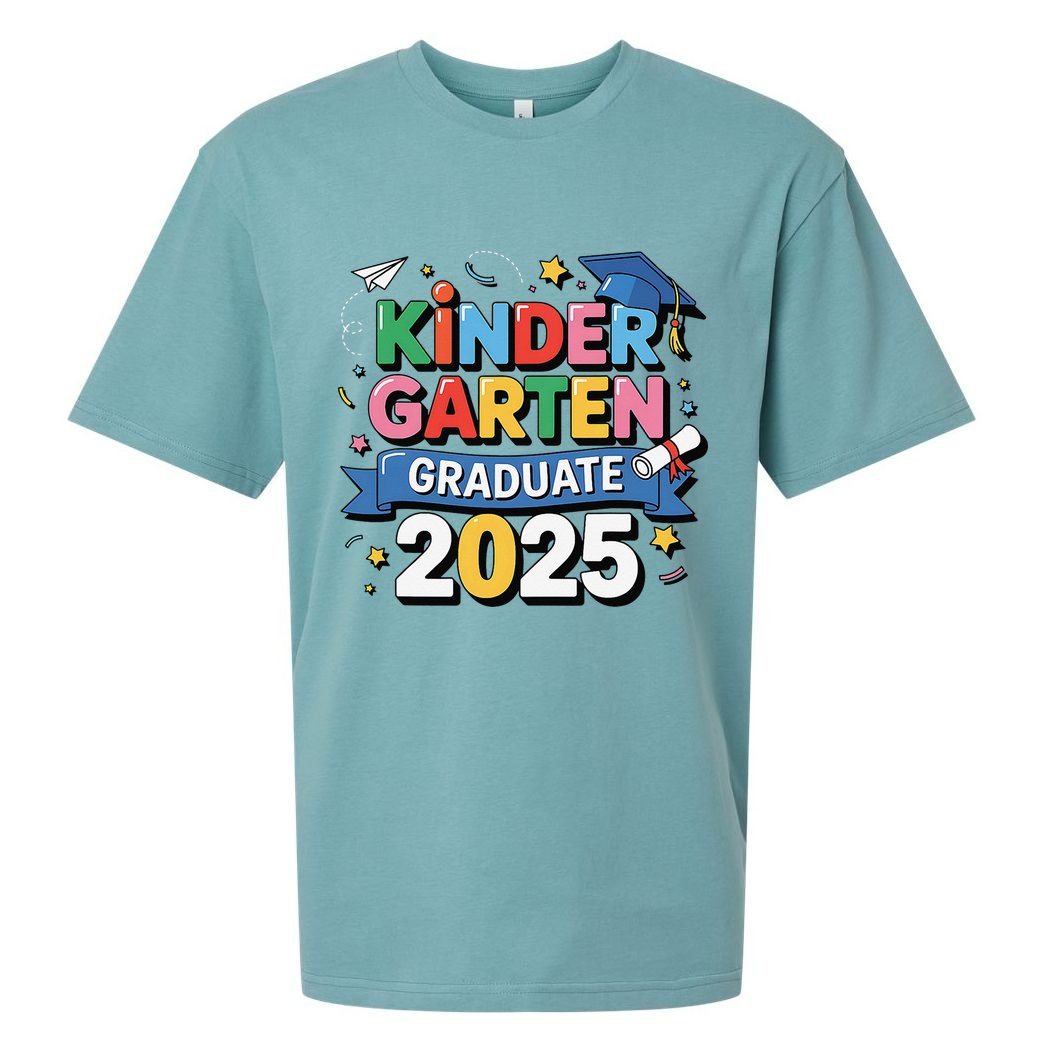 Kindergarten Graduation 2025 Graduate Grad Sueded Cloud Jersey T-Shirt