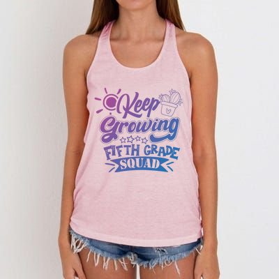 Keep Growing 5Th Fifth Grade Teacher Team Cool Gift Women's Knotted Racerback Tank