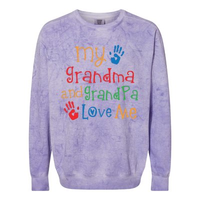 Kids Grandma And Grandpa Love Me Grandchild Colorblast Crewneck Sweatshirt