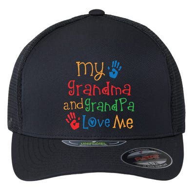 Kids Grandma And Grandpa Love Me Grandchild Flexfit Unipanel Trucker Cap