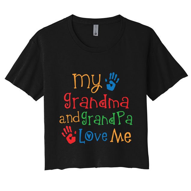 Kids Grandma And Grandpa Love Me Grandchild Crop Top