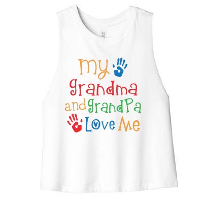 Kids Grandma And Grandpa Love Me Grandchild Women's Racerback Cropped Tank