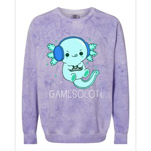 Kawaii Gamesolotl Axolotl Gamer Anime Gifts Colorblast Crewneck Sweatshirt