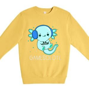 Kawaii Gamesolotl Axolotl Gamer Anime Gifts Premium Crewneck Sweatshirt