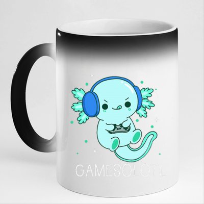 Kawaii Gamesolotl Axolotl Gamer Anime Gifts 11oz Black Color Changing Mug