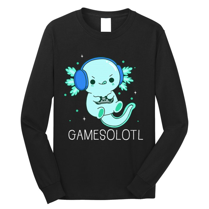 Kawaii Gamesolotl Axolotl Gamer Anime Gifts Long Sleeve Shirt