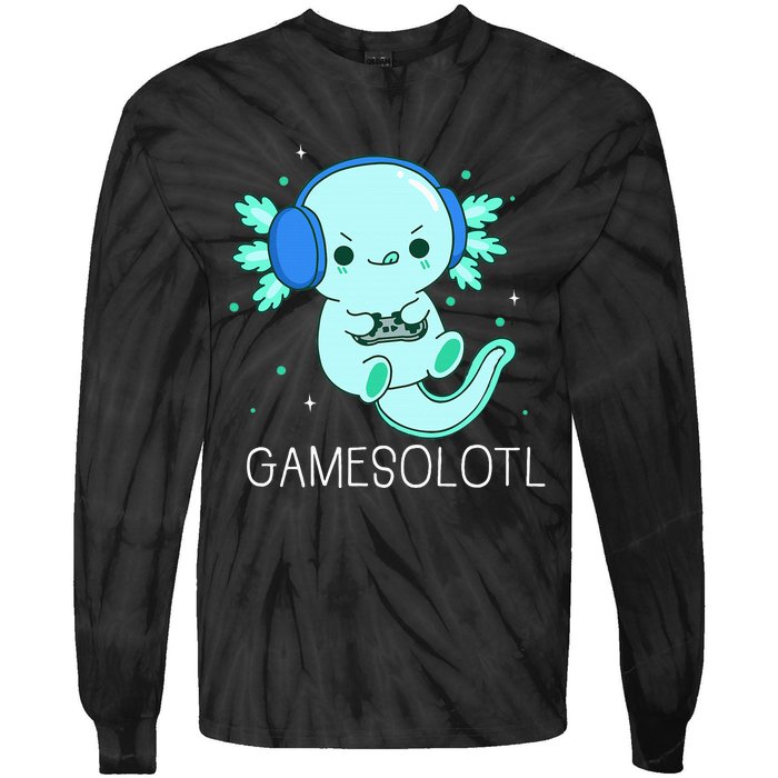 Kawaii Gamesolotl Axolotl Gamer Anime Gifts Tie-Dye Long Sleeve Shirt