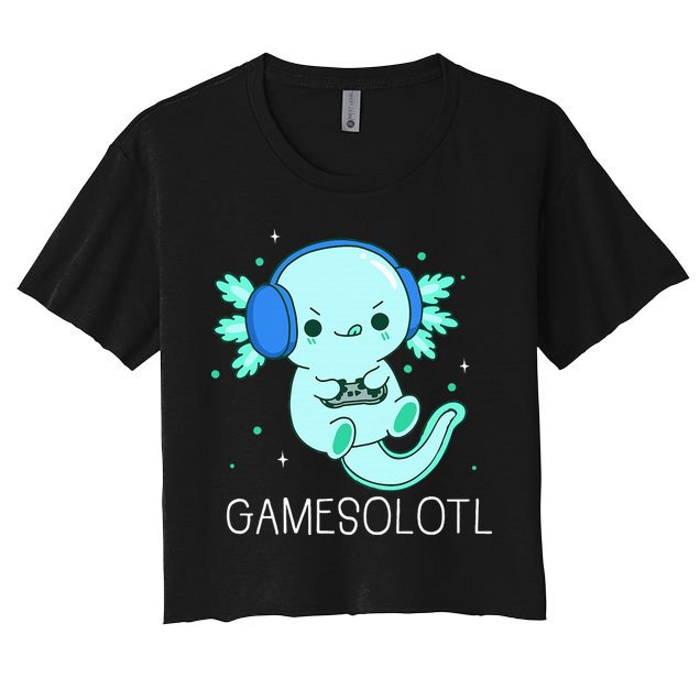 Kawaii Gamesolotl Axolotl Gamer Anime Gifts Women's Crop Top Tee
