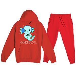 Kawaii Gamesolotl Axolotl Gamer Anime Gifts Premium Hooded Sweatsuit Set